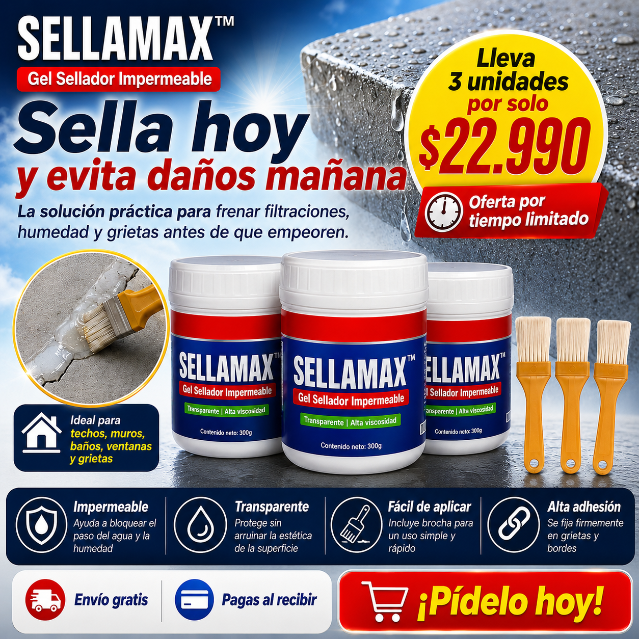 SellaMax™ — Gel Sellador Impermeable Transparente 3x1 OFERTA ESPECIAL