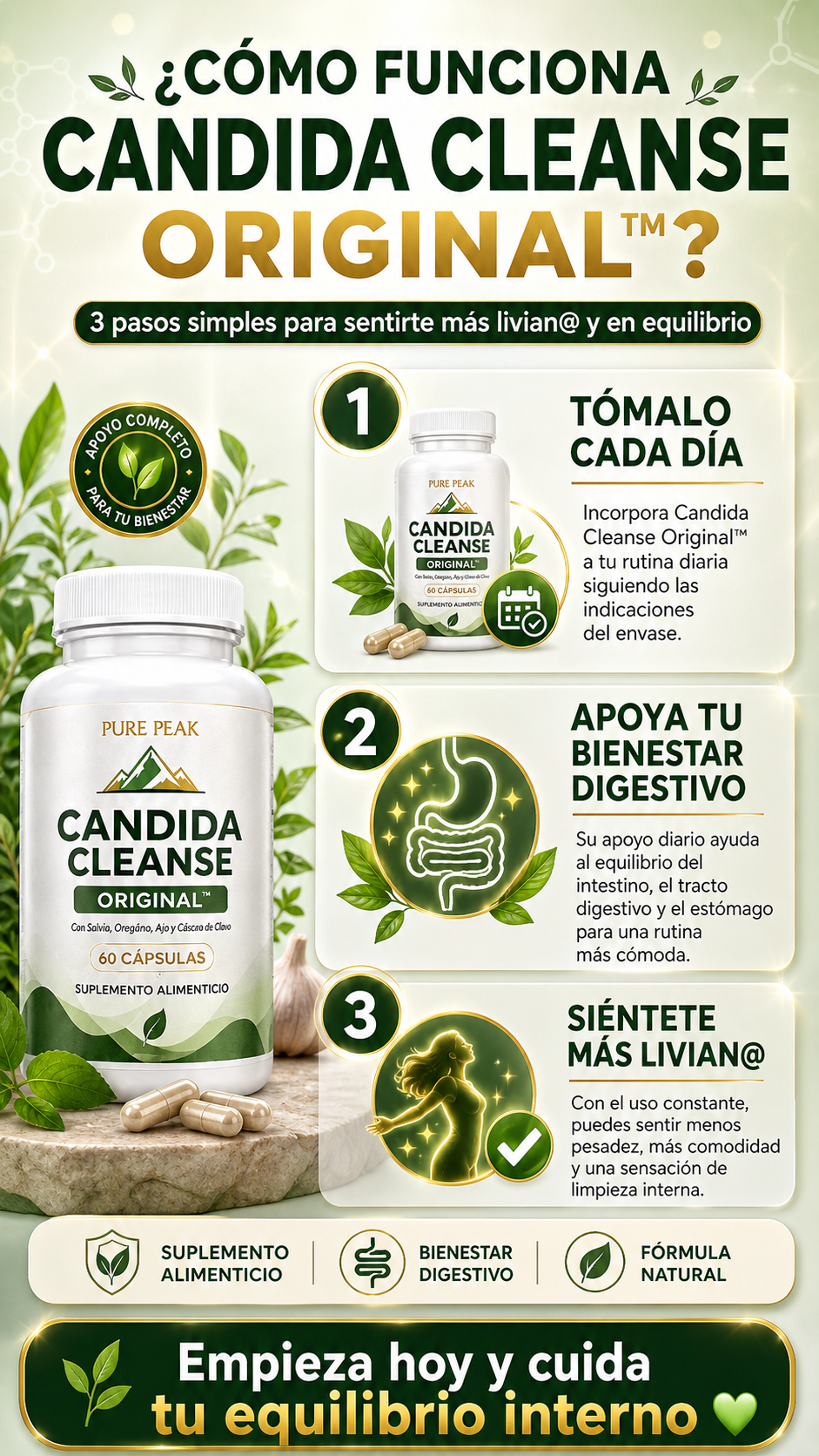 🌿 CANDIDA CLEANSE ORIGINAL™ 2x1 🍄 | Apoya una limpieza intestinal profunda y siéntete más livian@ cada día