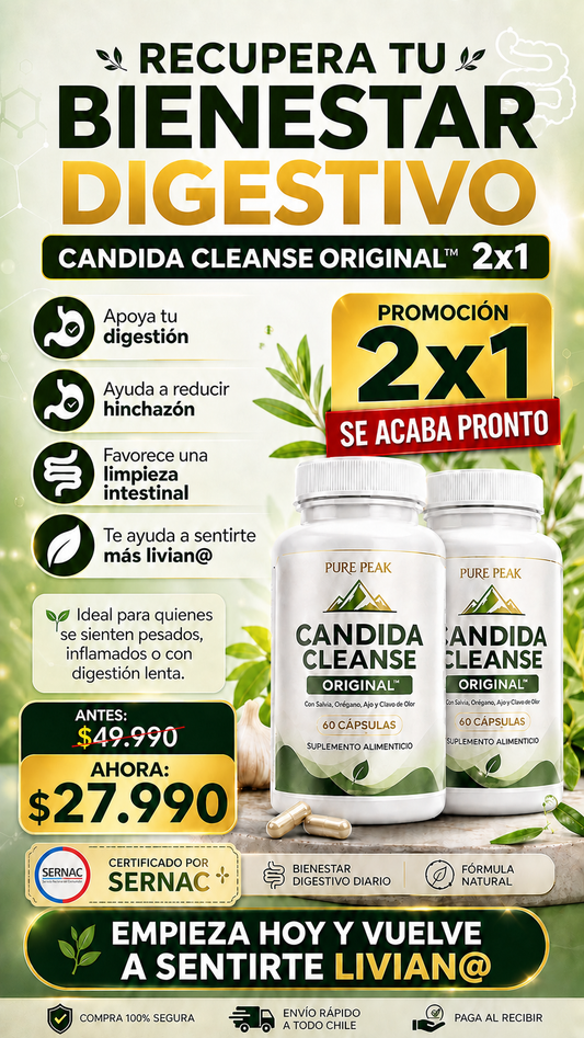 🌿 CANDIDA CLEANSE ORIGINAL™ 2x1 🍄 | Apoya una limpieza intestinal profunda y siéntete más livian@ cada día