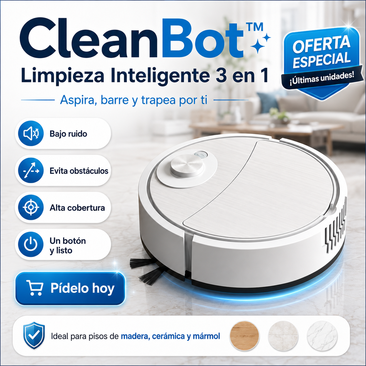 CleanBot™ | Barre, Aspira y Trapea por Ti